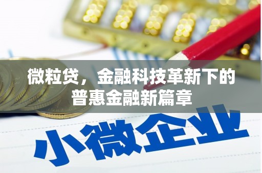 三民微粒贷，金融科技革新下的普惠金融新篇章