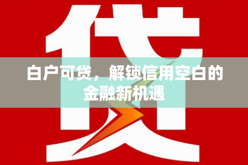 桐城白户可贷，解锁信用空白的金融新机遇